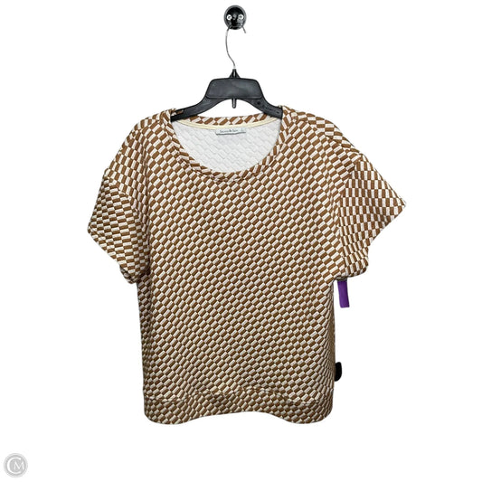 Top 2pc Short Sleeve By Clothes Mentor In Brown & Cream, Size: L