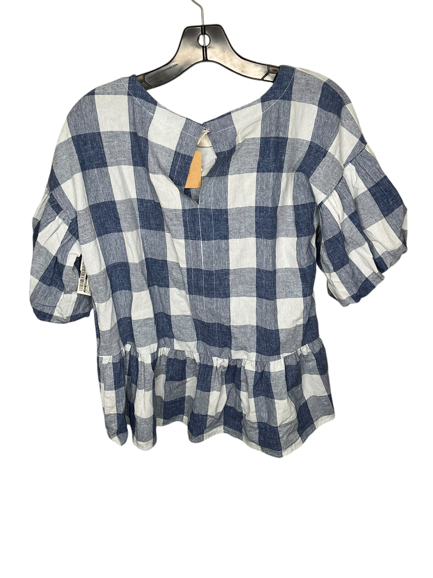 Top Short Sleeve By Blu Pepper In Plaid Pattern, Size: S