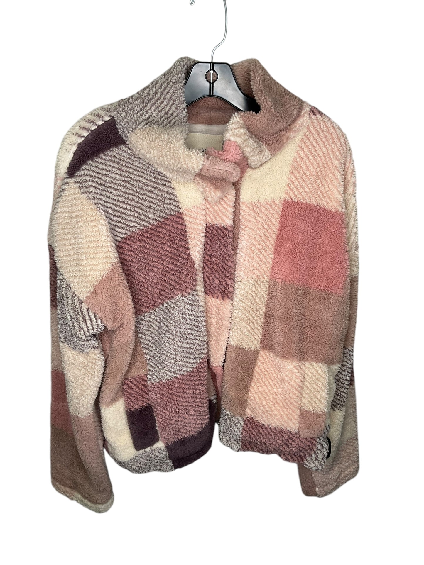 Jacket Faux Fur & Sherpa By Thread And Supply In Pink & Tan, Size: L