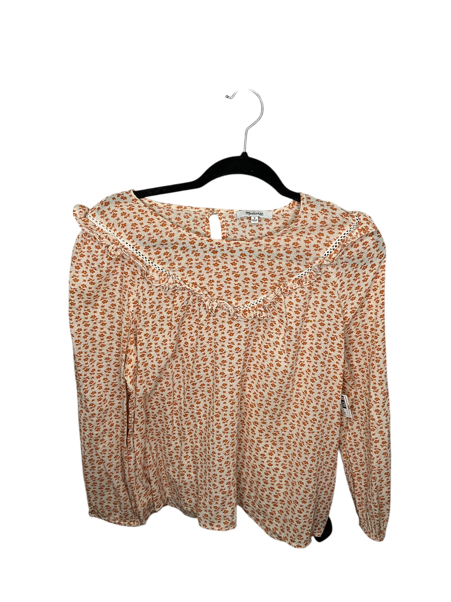 Top Long Sleeve By Madewell In Orange, Size: M