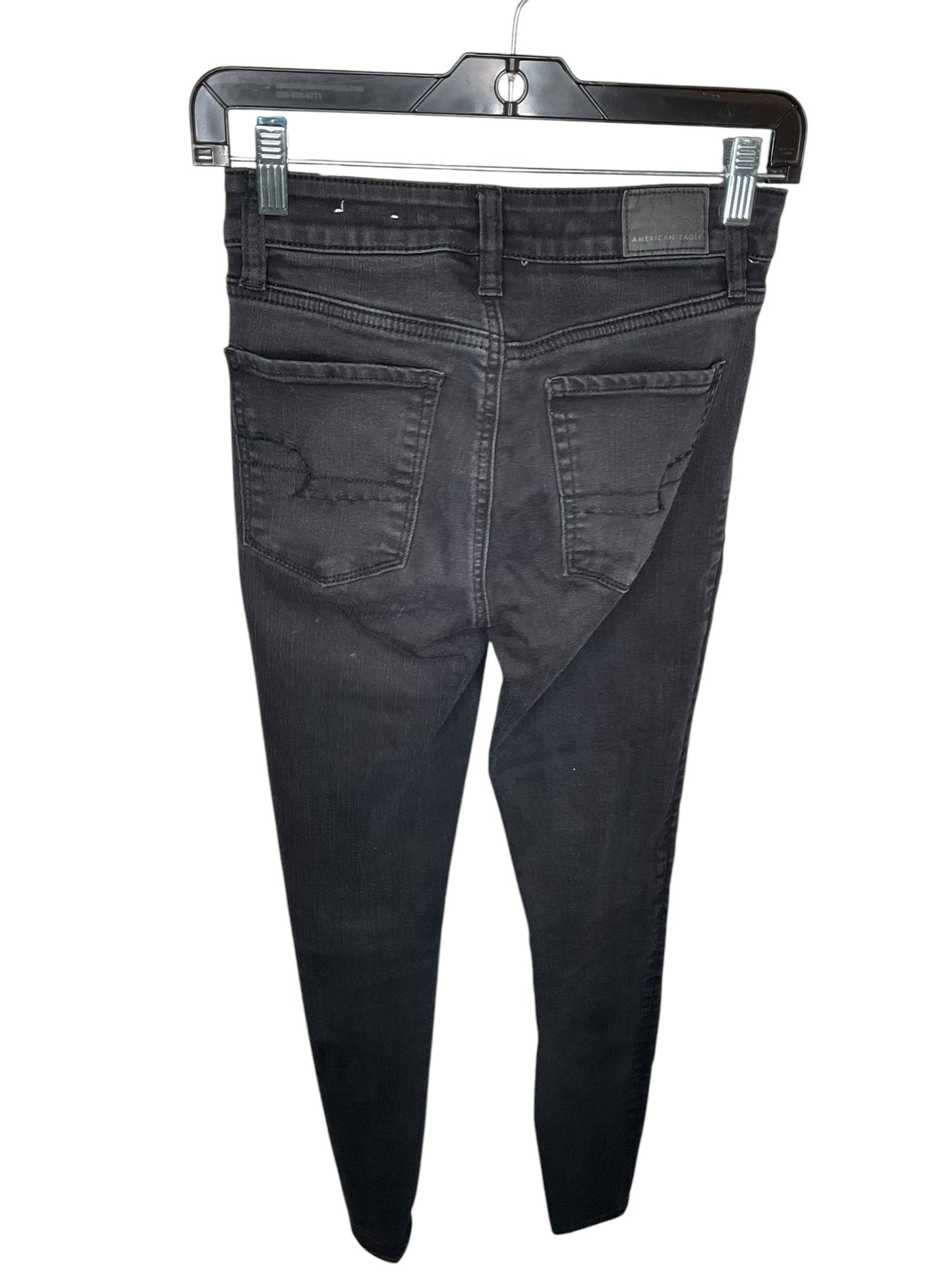 Jeans Skinny By American Eagle In Black, Size: 0