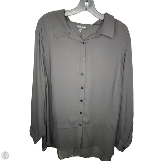 Blouse Long Sleeve By Modern Works In Black, Size: 2x