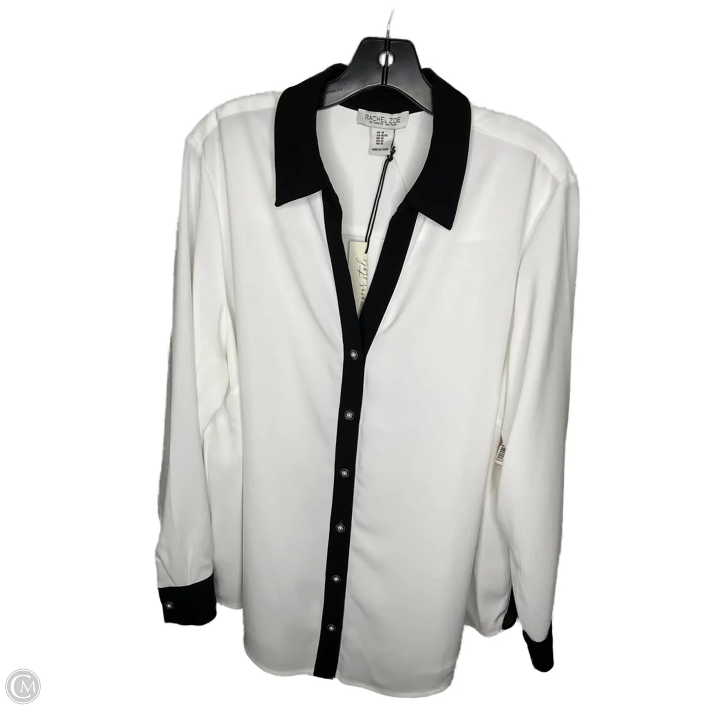 Blouse Long Sleeve By Rachel Zoe In Black & White, Size: 1x