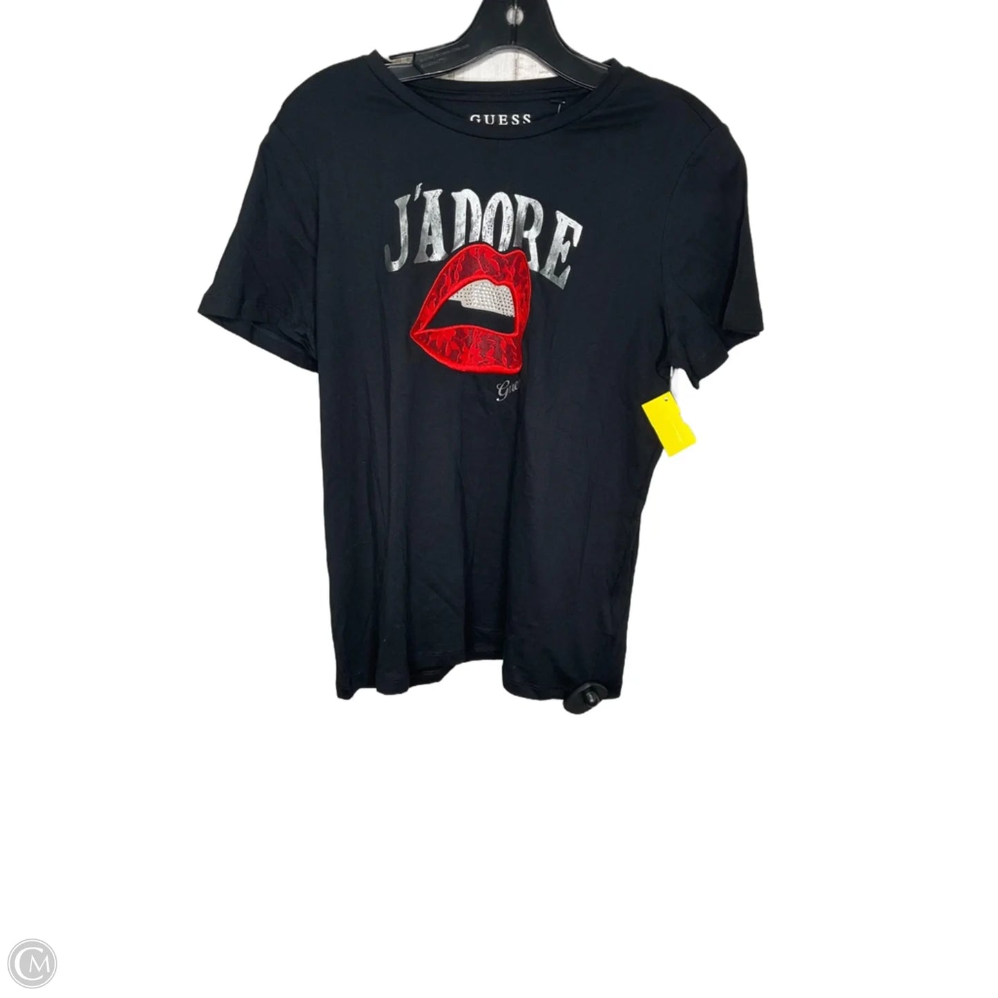 Top Short Sleeve Basic By Guess In Black & Red, Size: L