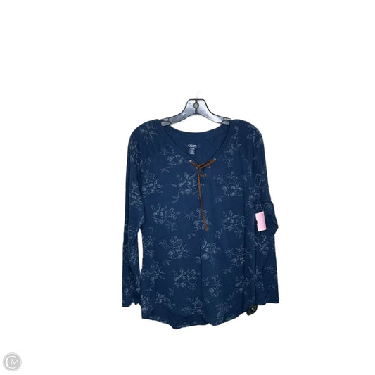 Top Long Sleeve By Chaps In Navy, Size: 1x