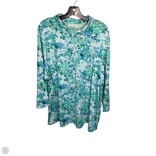 Top Long Sleeve By Croft And Barrow In Blue & Green, Size: 2x
