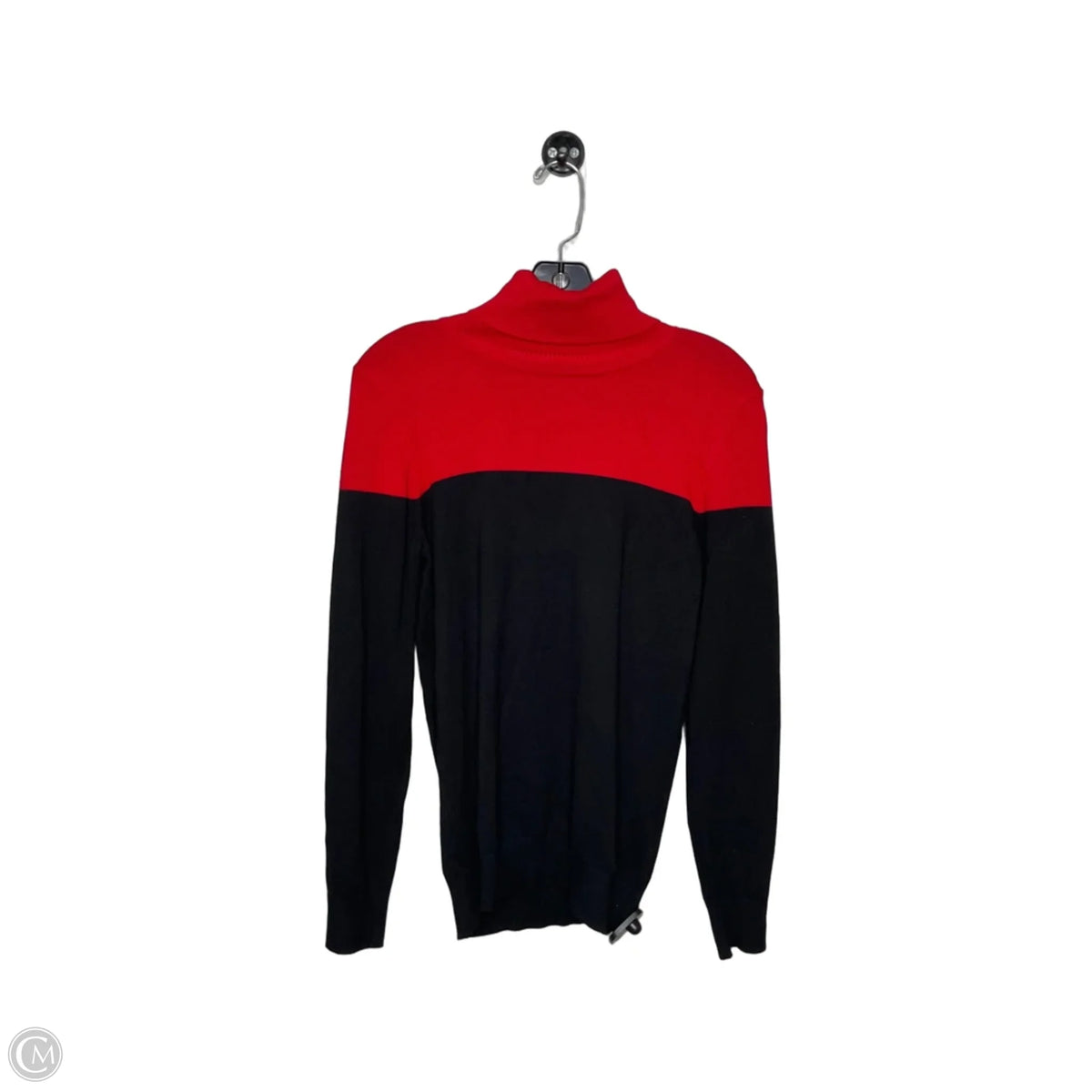 Top Long Sleeve By Calvin Klein In Black & Red, Size: M