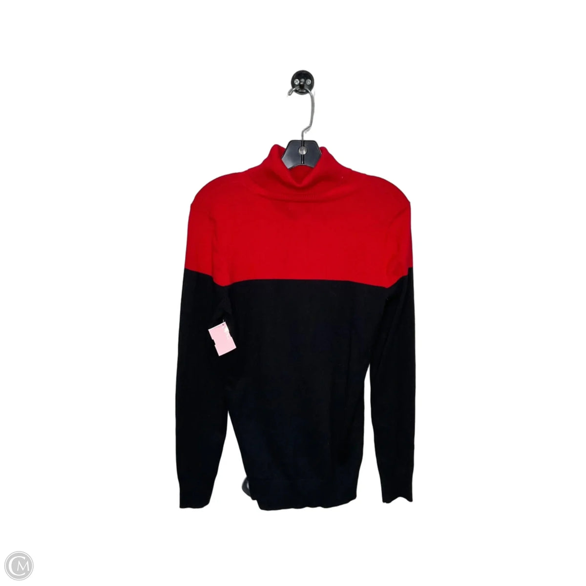 Top Long Sleeve By Calvin Klein In Black & Red, Size: M