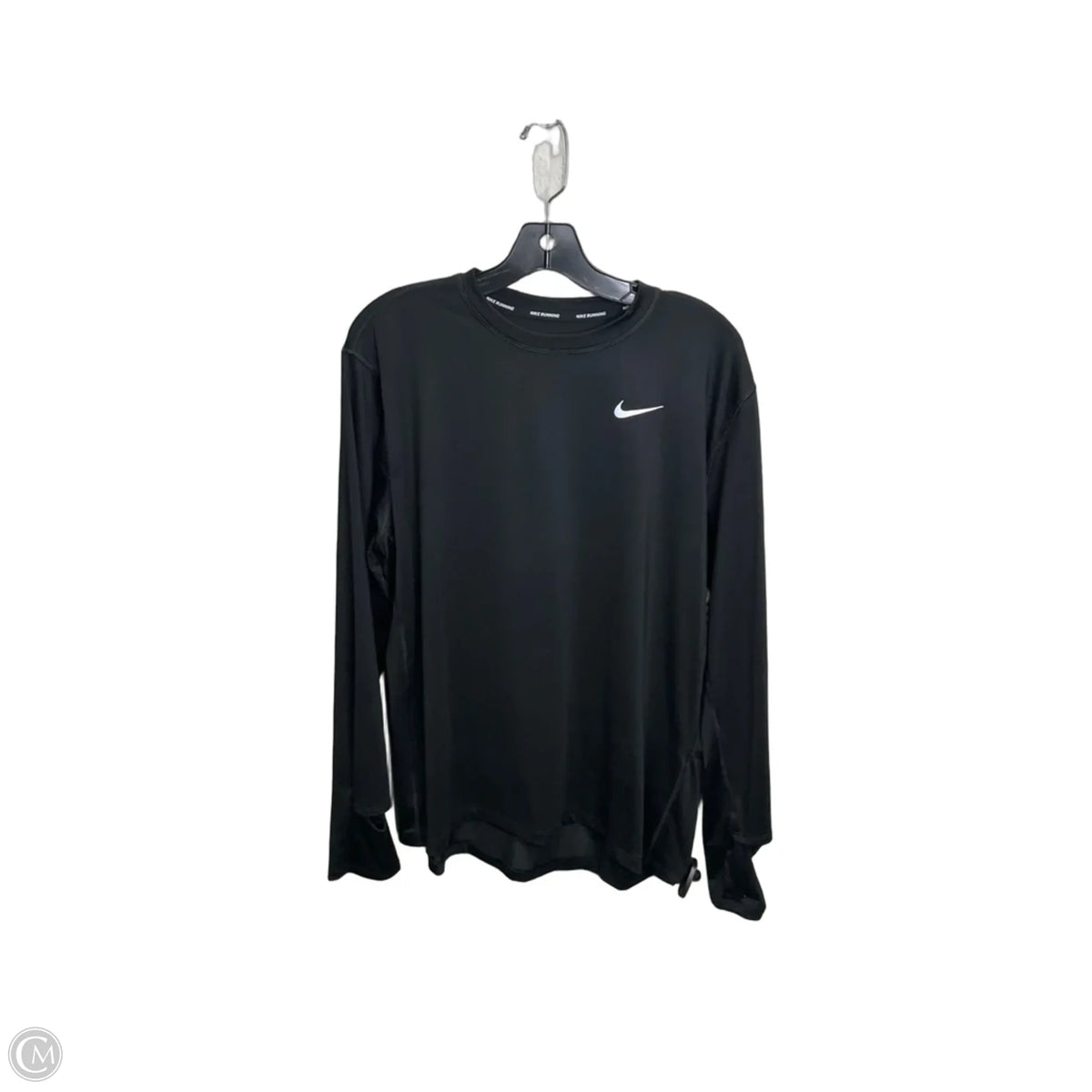 Athletic Top Long Sleeve Collar By Nike In Black, Size: Xl