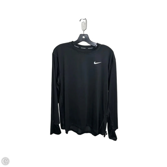 Athletic Top Long Sleeve Collar By Nike In Black, Size: Xl
