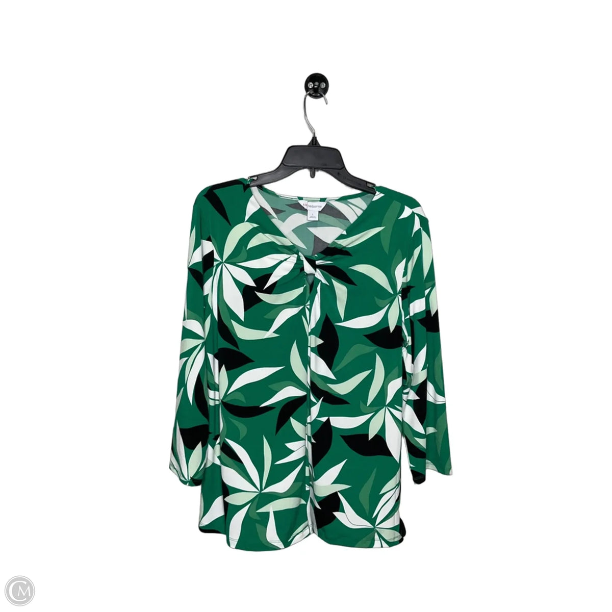 Top 3/4 Sleeve By Liz Claiborne In Green, Size: L