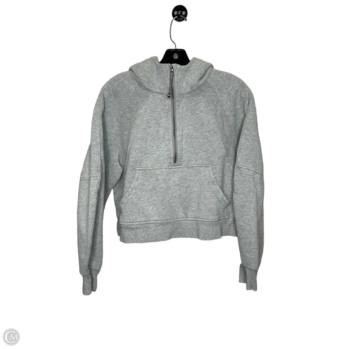 Athletic Sweatshirt Hoodie By Lululemon In Grey, Size: L