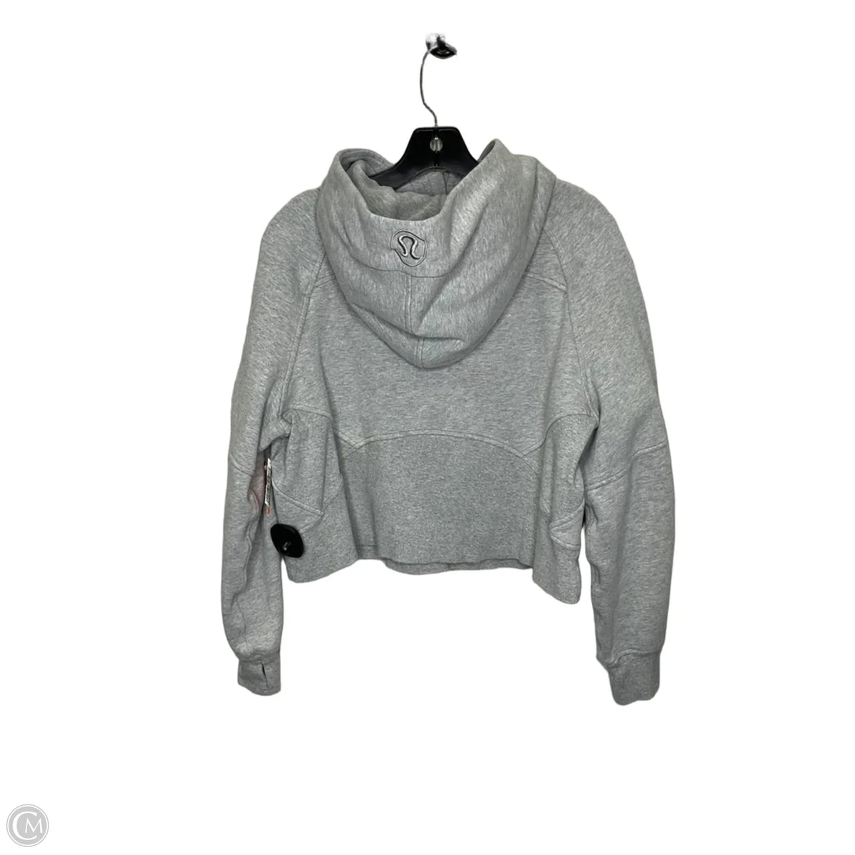 Athletic Sweatshirt Hoodie By Lululemon In Grey, Size: L