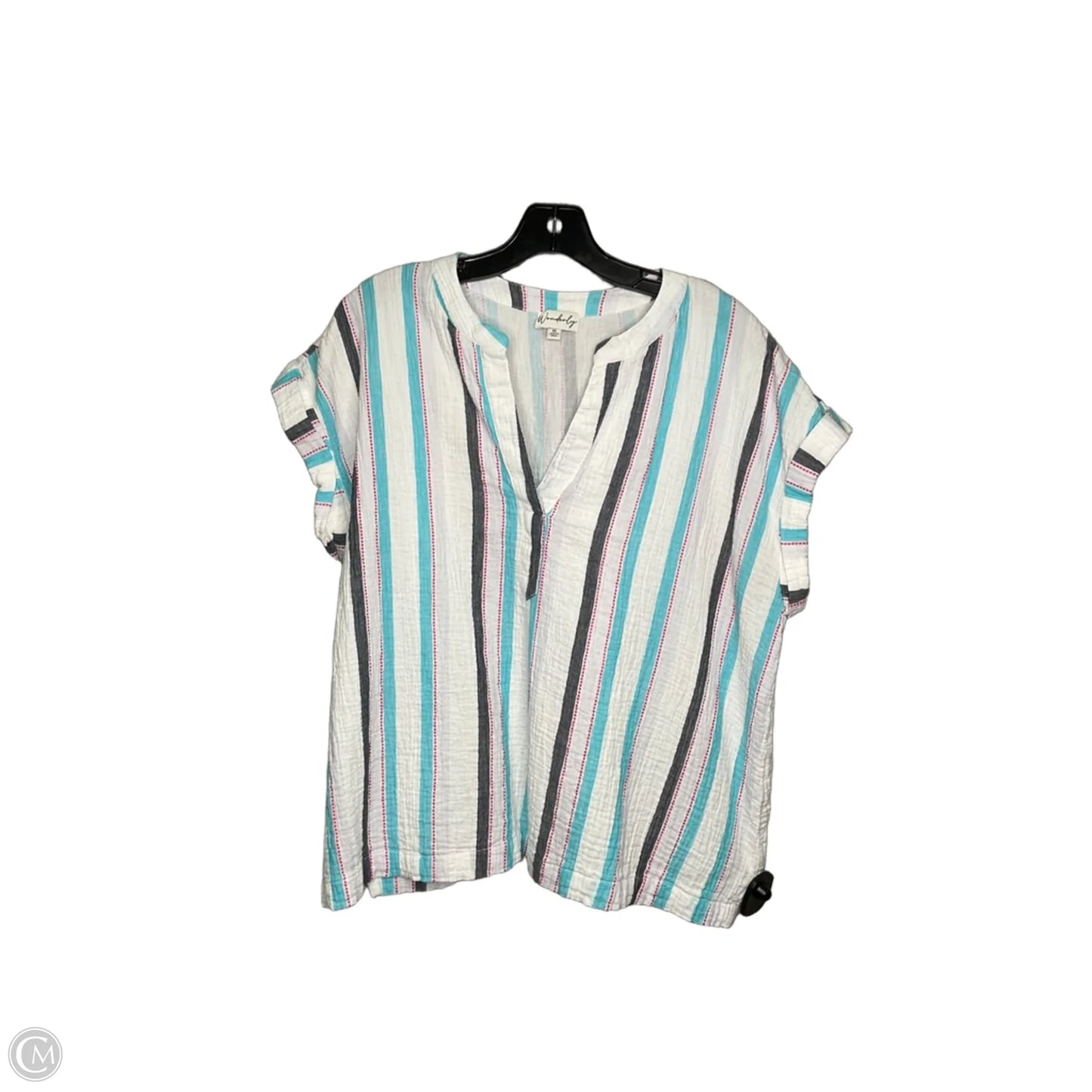 Top Short Sleeve By Wonderly In Striped Pattern, Size: Xl