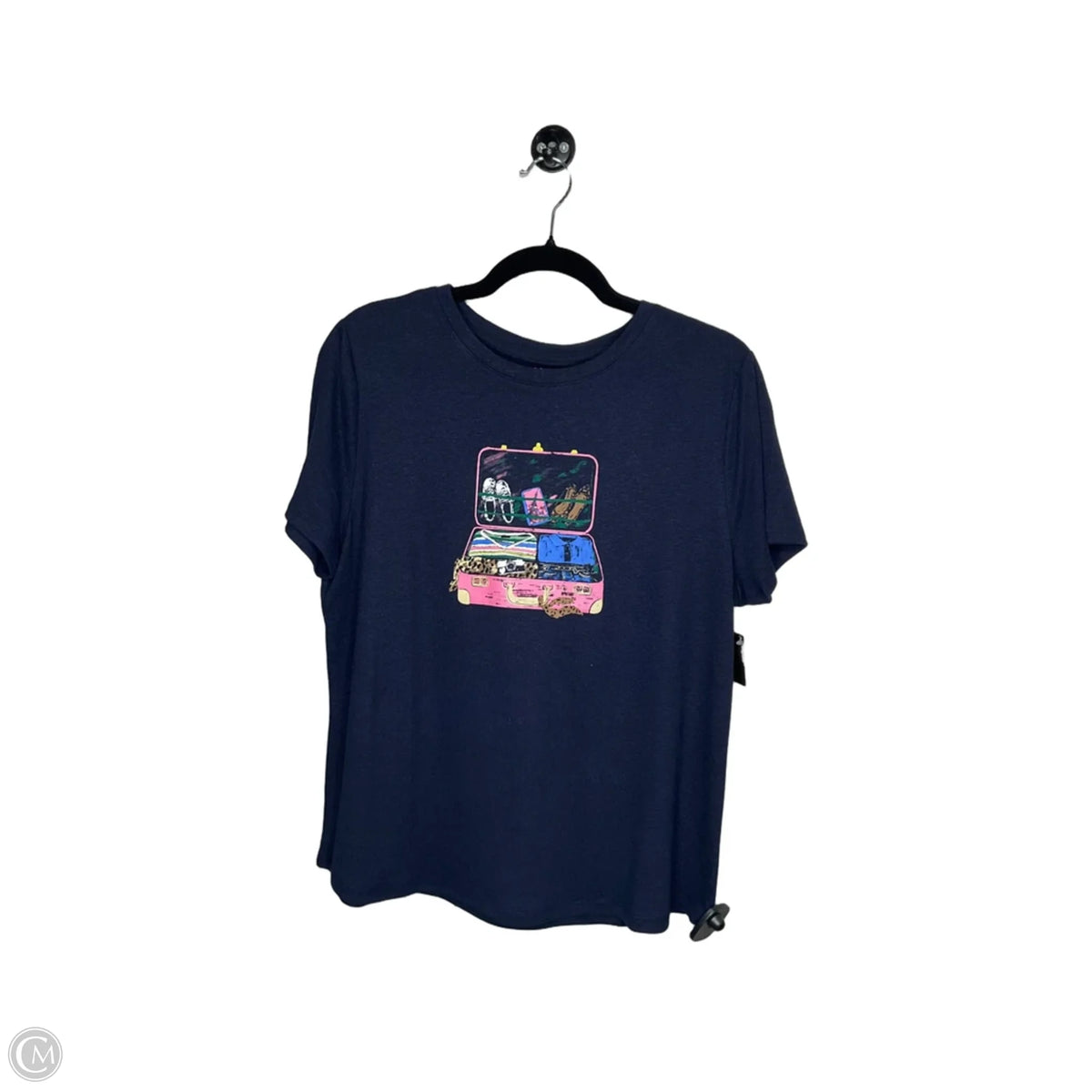 Top Short Sleeve By Talbots In Navy, Size: L