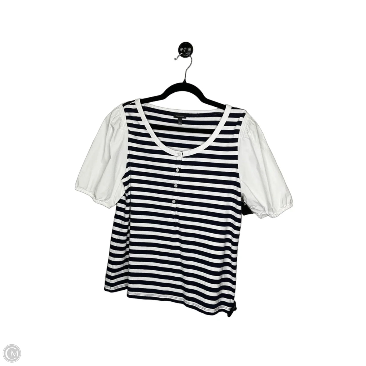 Top Short Sleeve By Talbots In Navy, Size: L