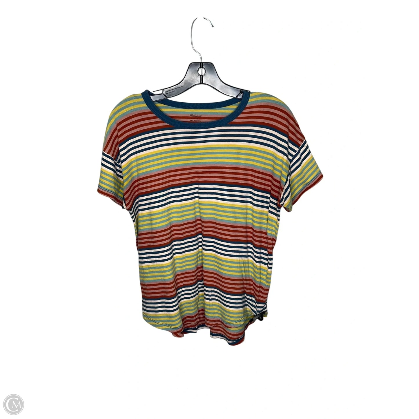 Top Short Sleeve By Madewell In Striped Pattern, Size: M