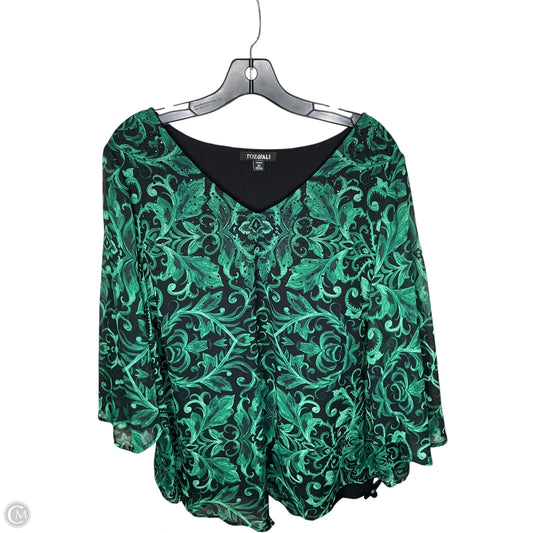 Top Short Sleeve By Roz And Ali In Green, Size: 2x