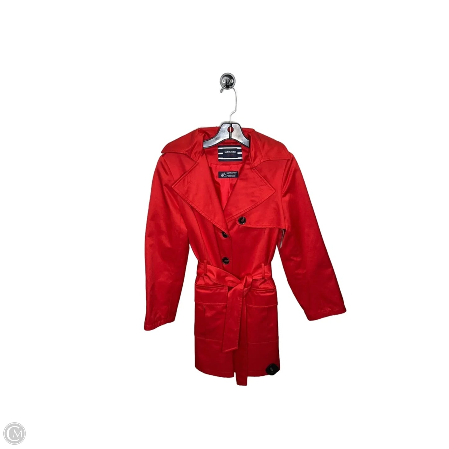 Coat Trench Coat By Clothes Mentor In Red, Size: S