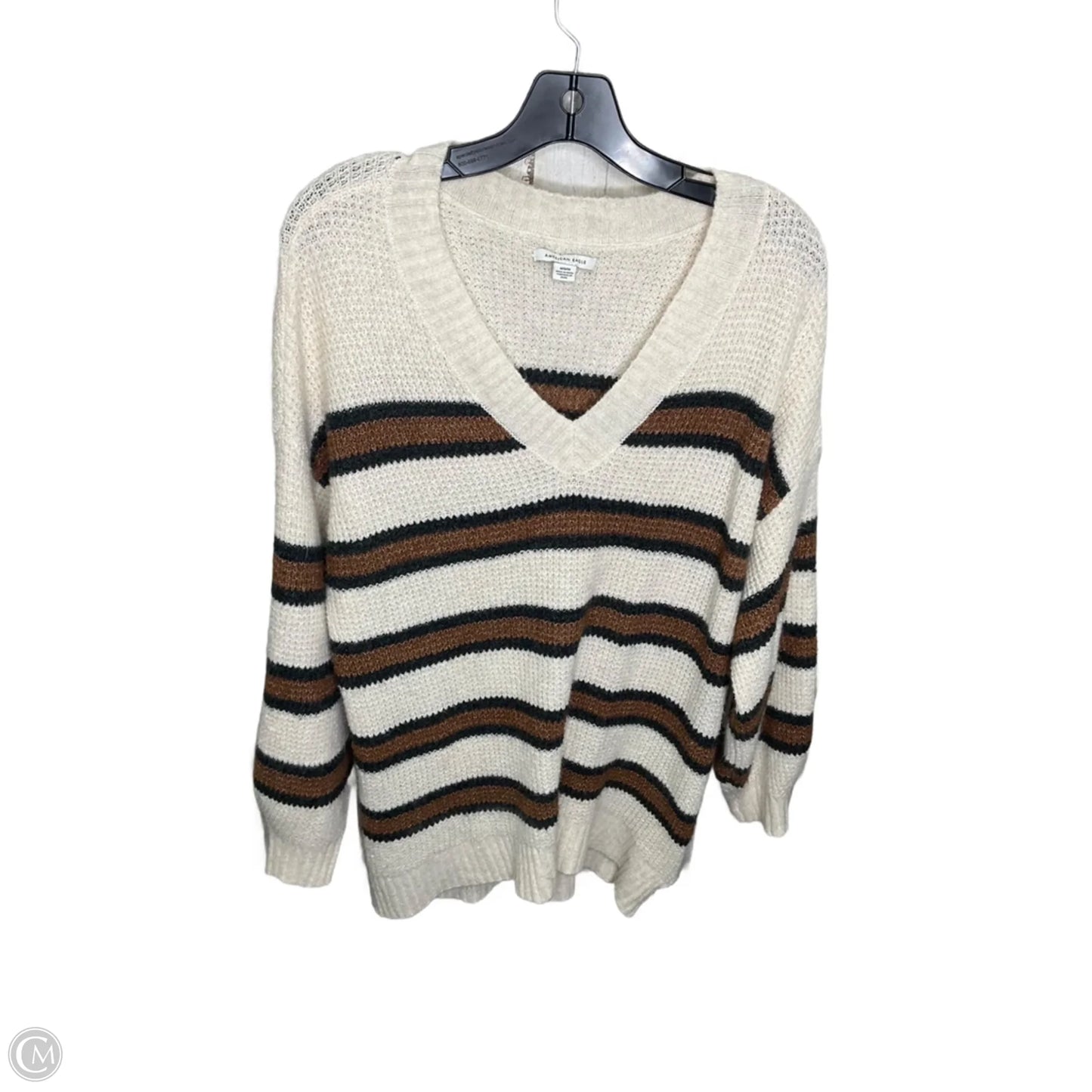 Sweater By American Eagle In Brown & Cream, Size: M