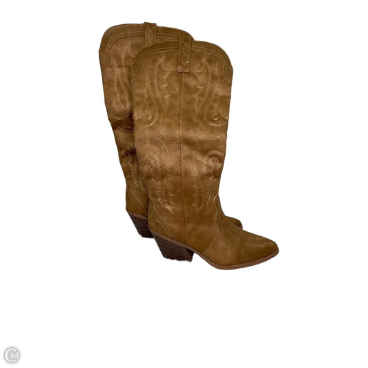 Boots Knee Heels By Sugar In Brown, Size: 10