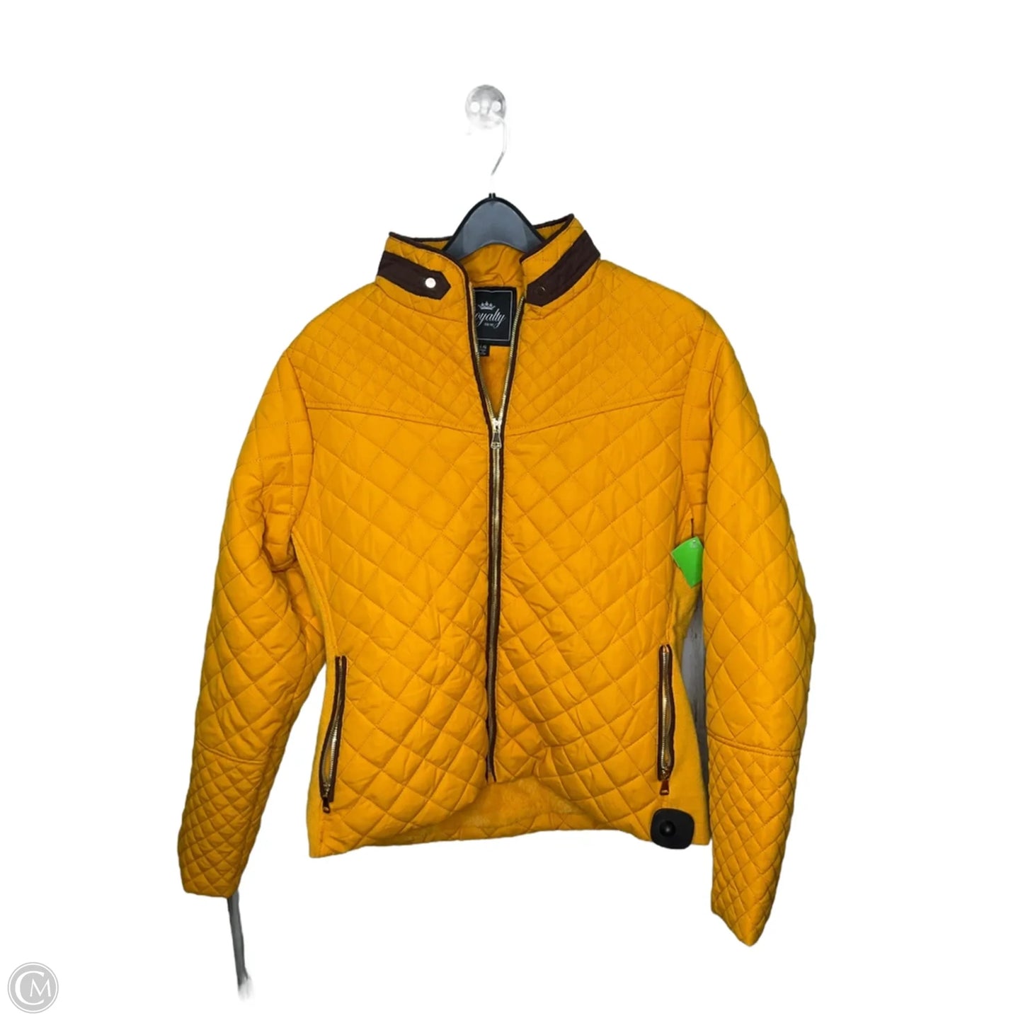 Jacket Puffer & Quilted By Royalty In Yellow, Size: L
