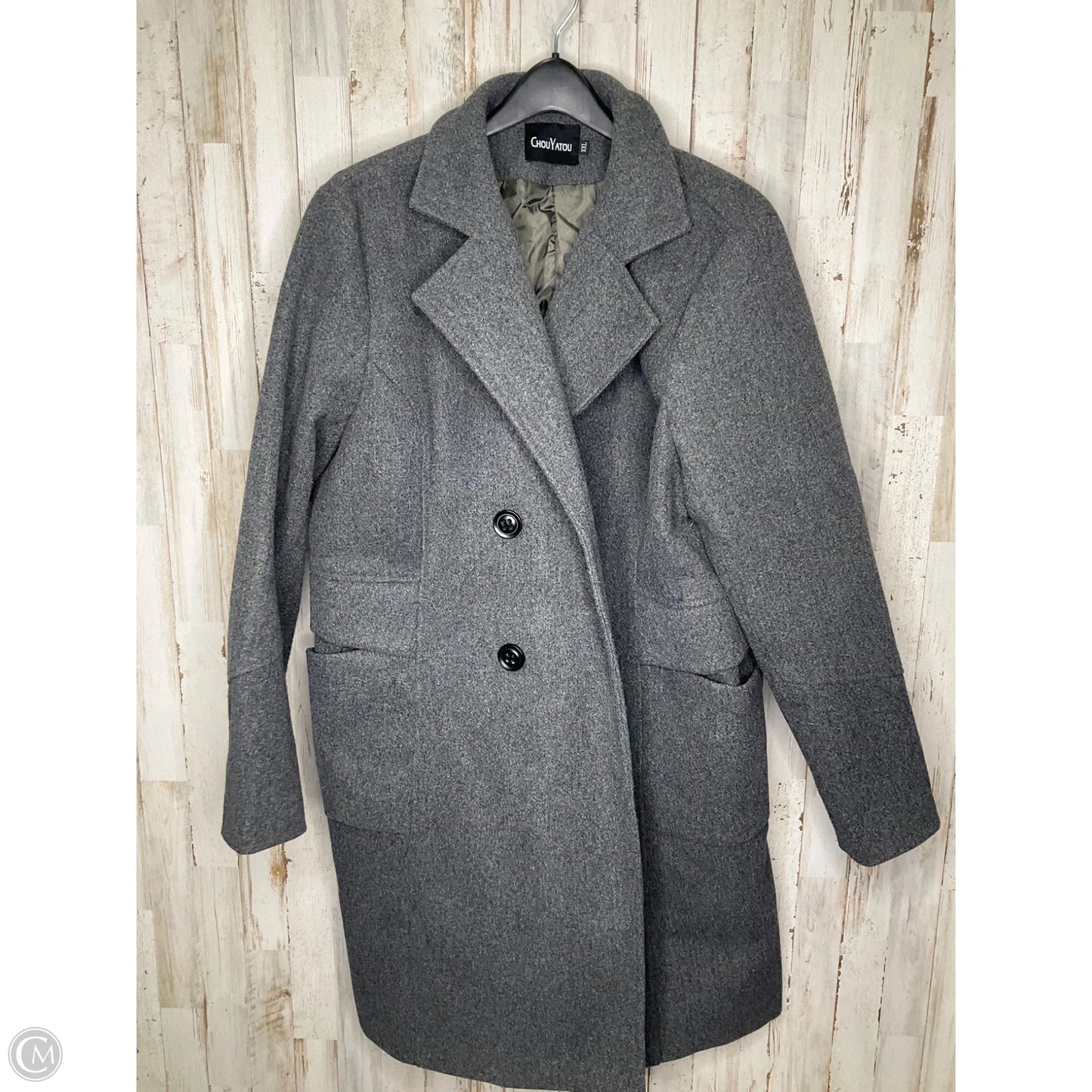 Coat Peacoat By Cmc In Grey, Size: 2x