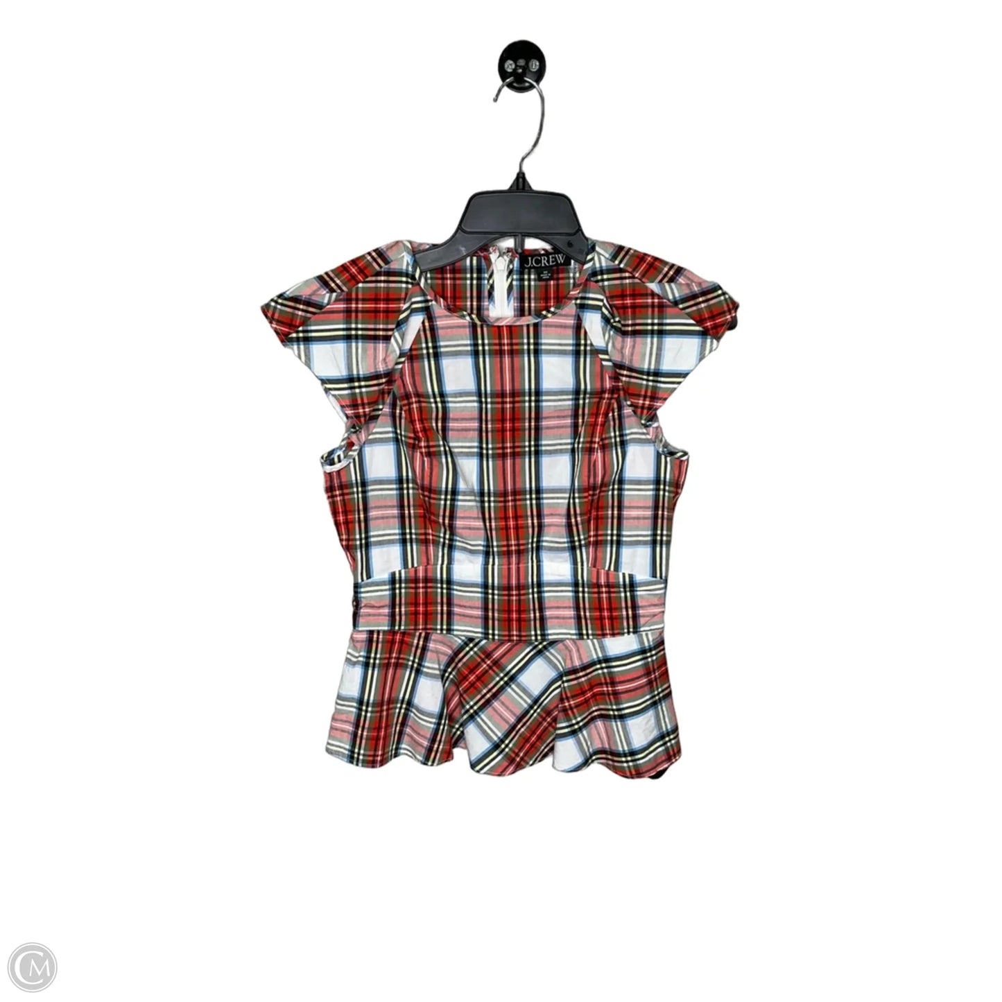 Top Short Sleeve By J. Crew In Plaid Pattern, Size: 0p
