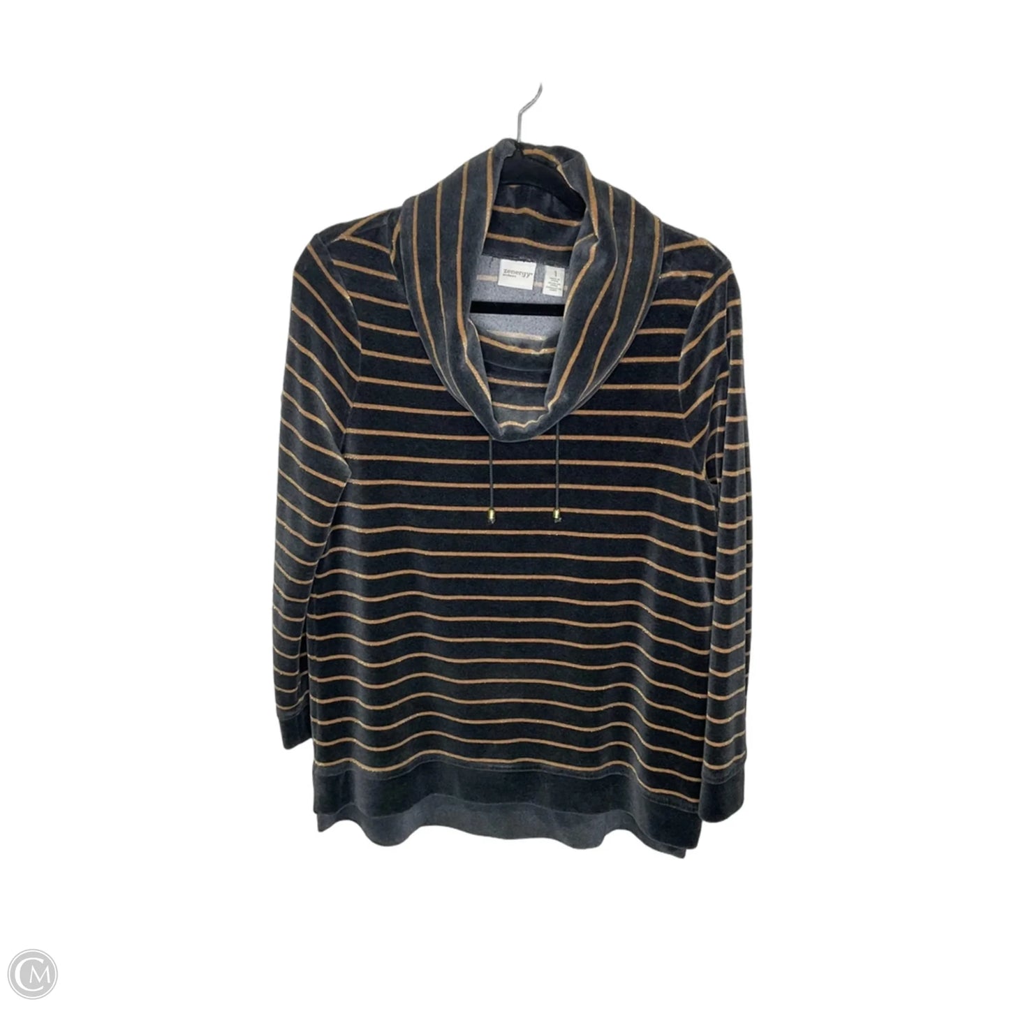 Sweater By Zenergy By Chicos In Gold & Grey, Size: M