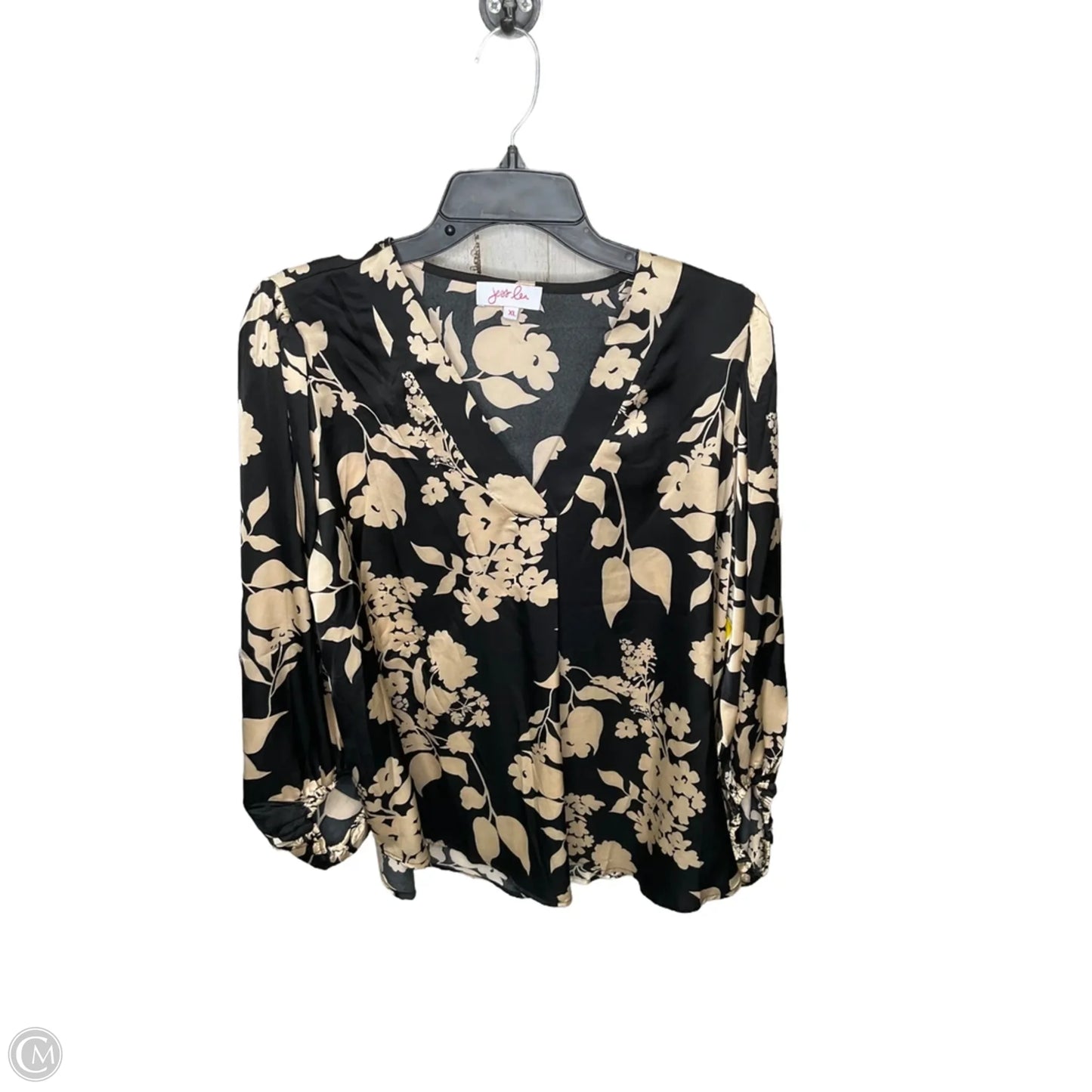 Top Long Sleeve By Jess Lea In Black & Cream, Size: Xl