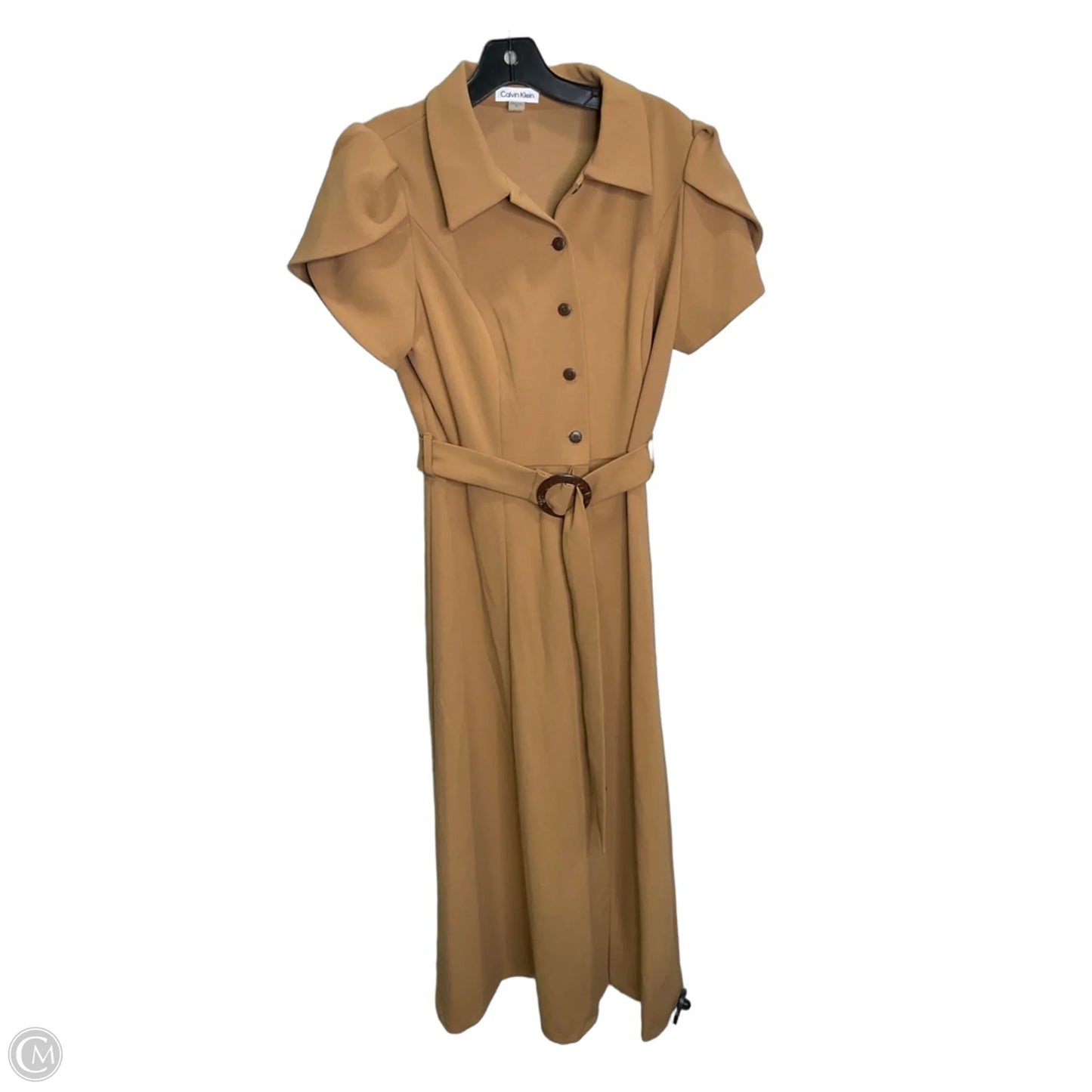 Dress Casual Midi By Calvin Klein In Brown, Size: M