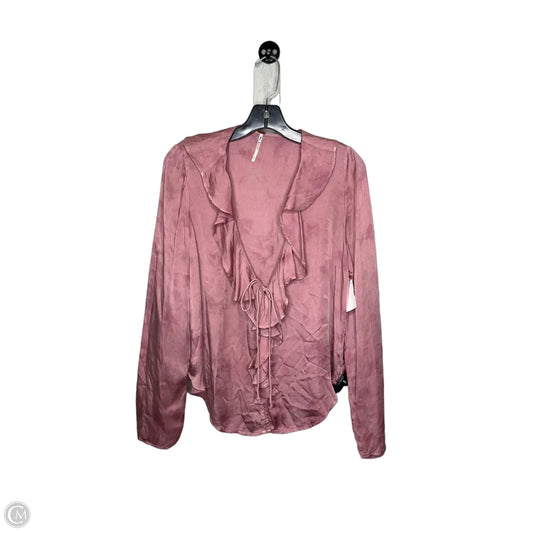 Top Long Sleeve By Free People In Pink, Size: S