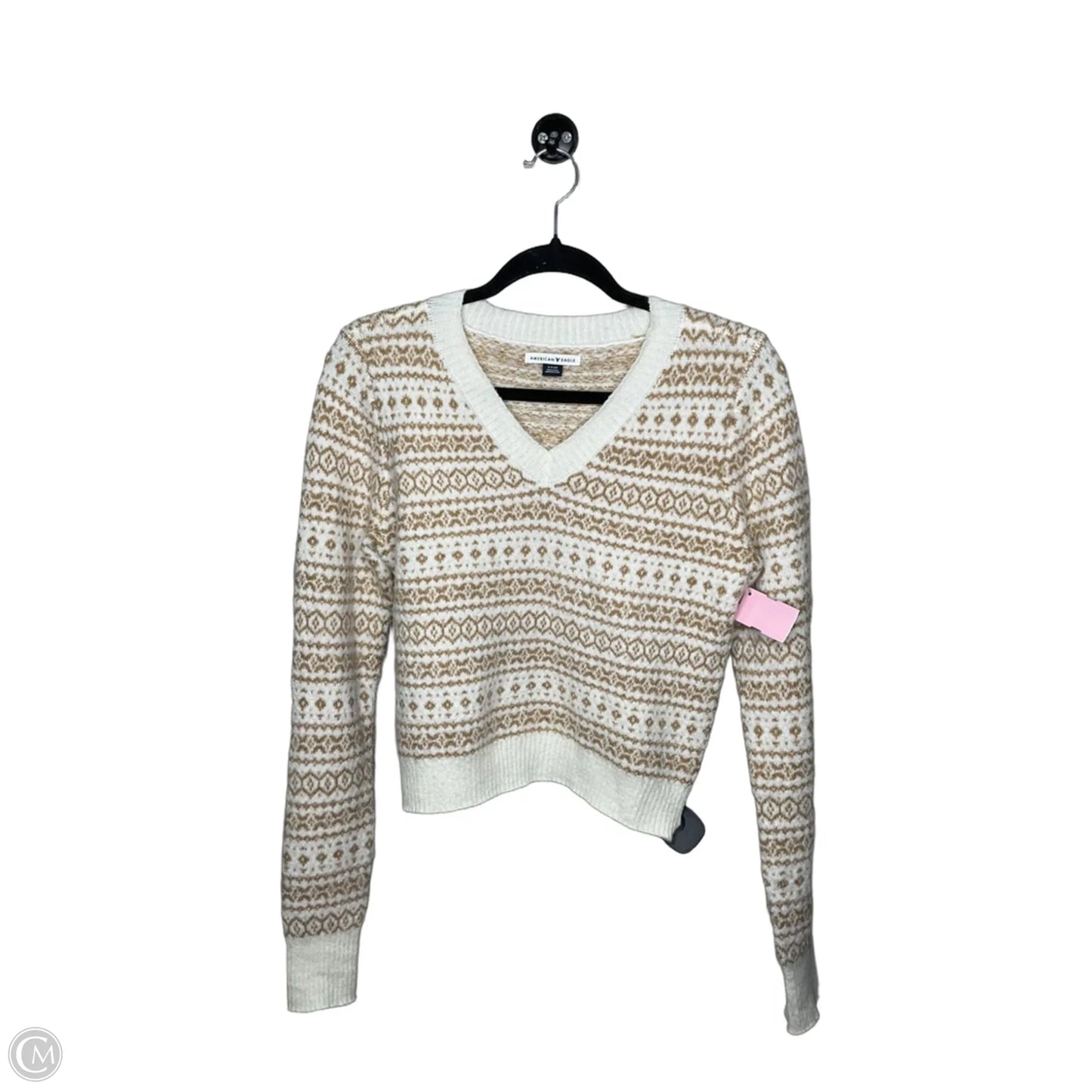 Sweater By American Eagle In Brown & Cream, Size: S