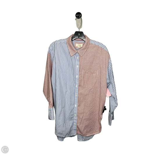 Top Long Sleeve By Maeve In Blue & Red, Size: S
