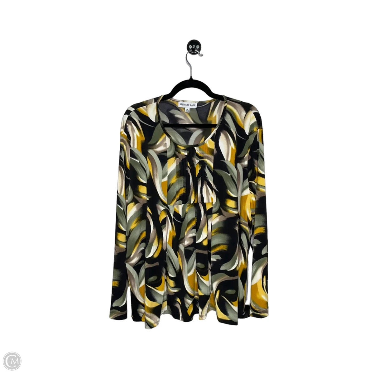 Top 3/4 Sleeve By Southern Lady In Black & Yellow, Size: 1x