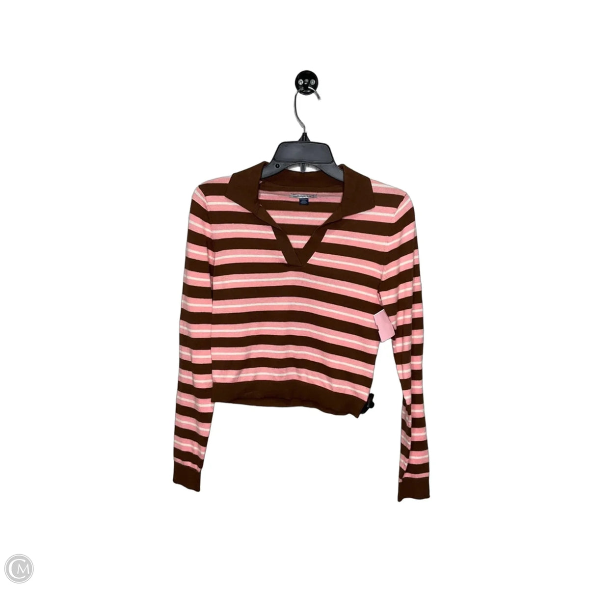 Top Long Sleeve By American Eagle In Brown & Pink, Size: Xs