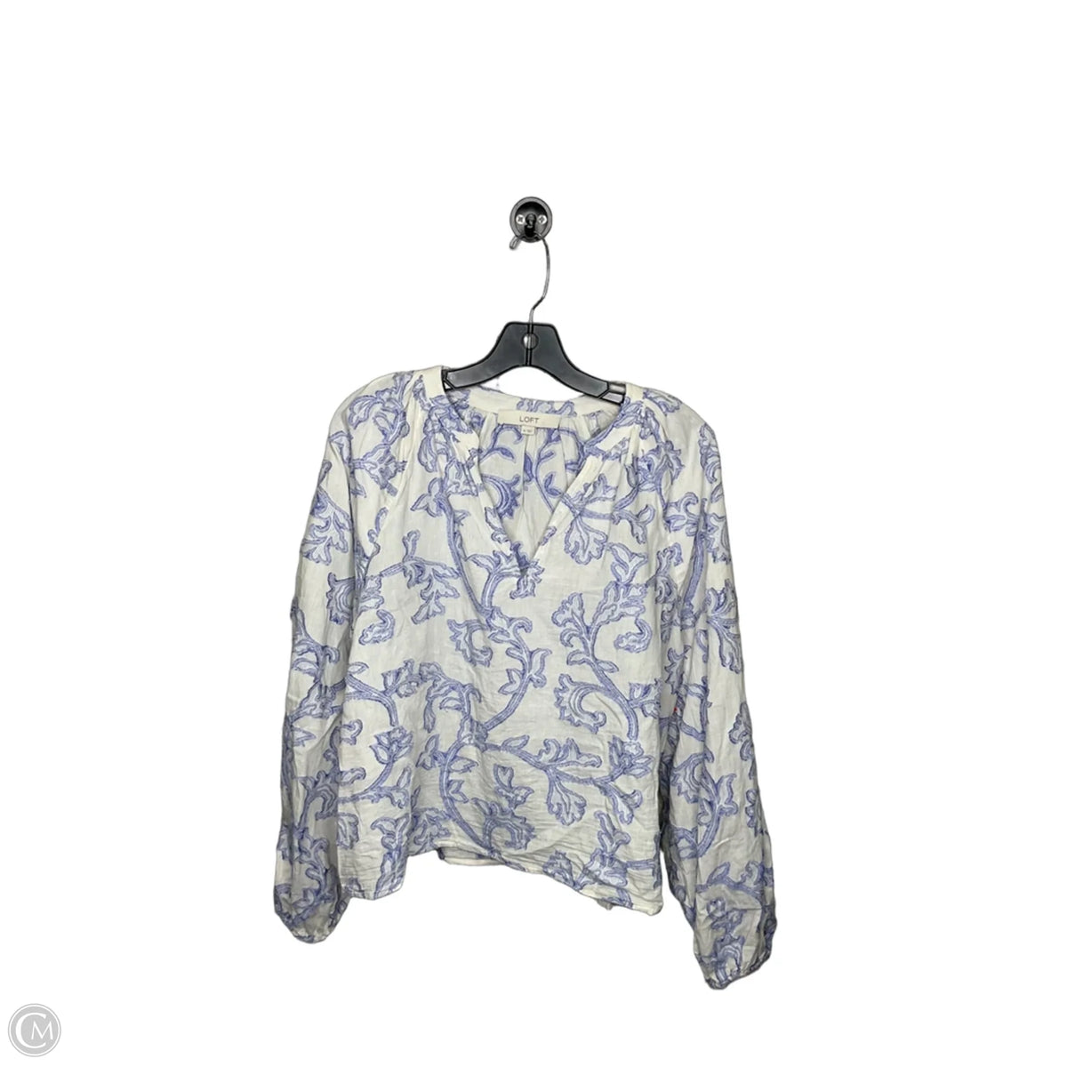 Top Long Sleeve By Loft In Blue & White, Size: M