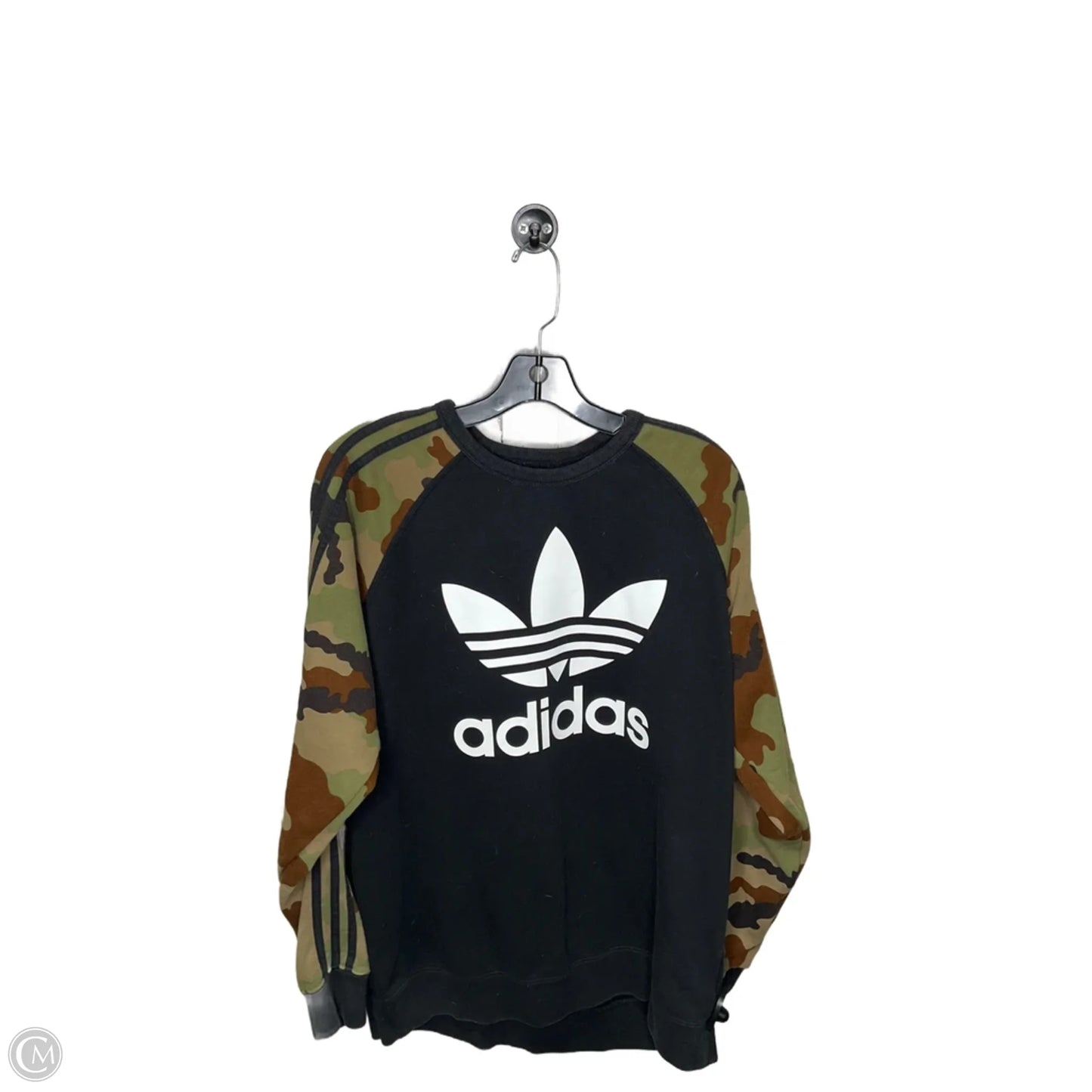 Sweatshirt Crewneck By Adidas In Camouflage Print, Size: L