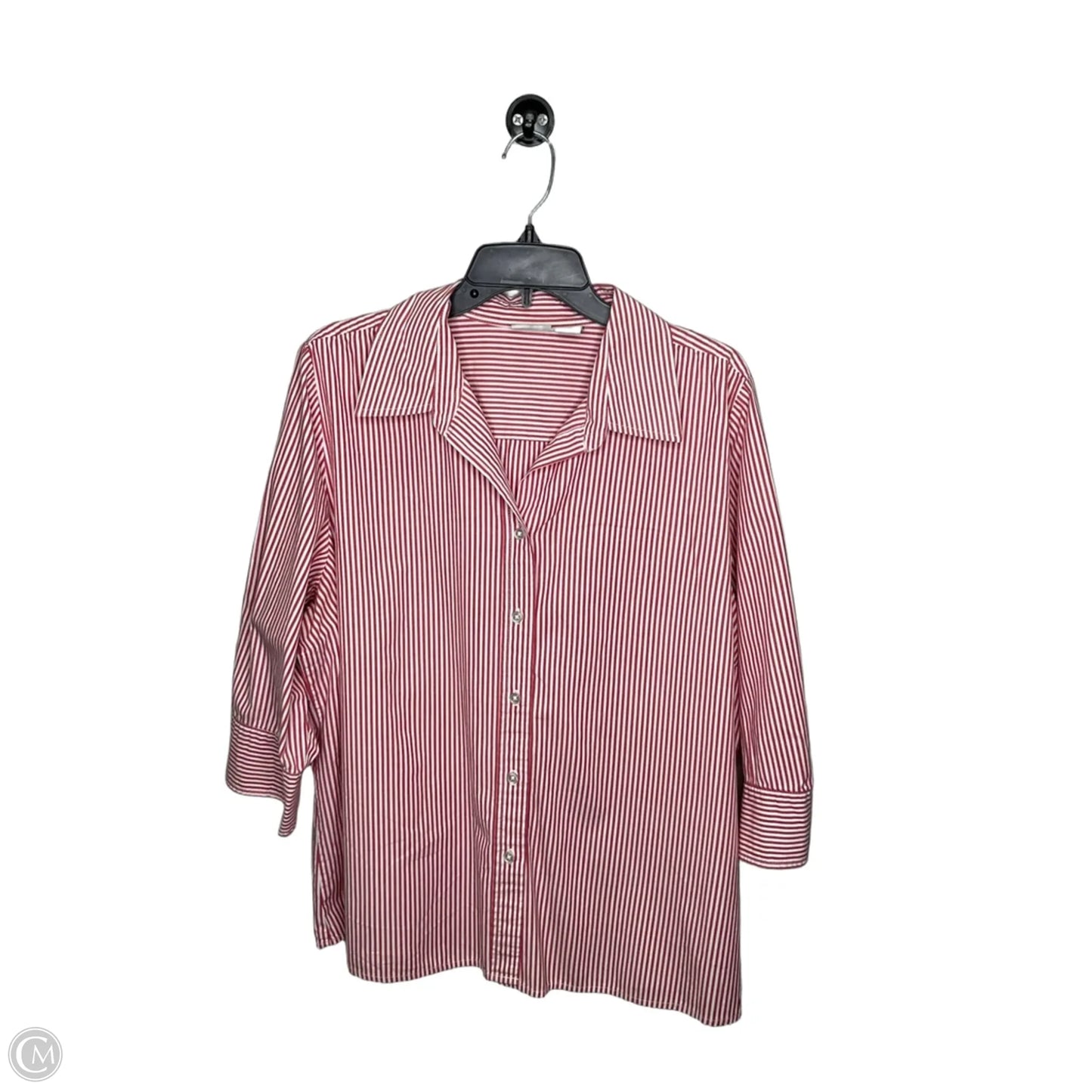 Top 3/4 Sleeve By Kim Rogers In Striped Pattern, Size: 1x