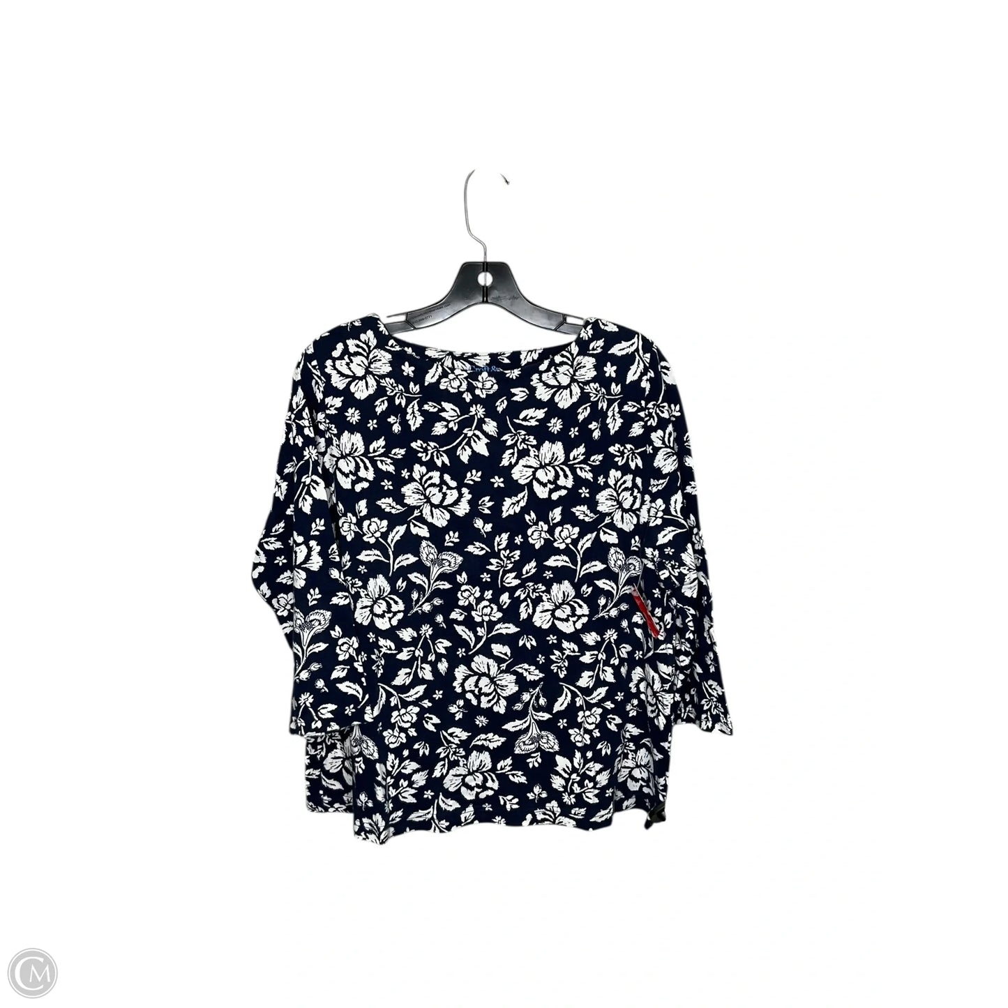 Top Long Sleeve By Croft And Barrow In Blue & White, Size: Lp