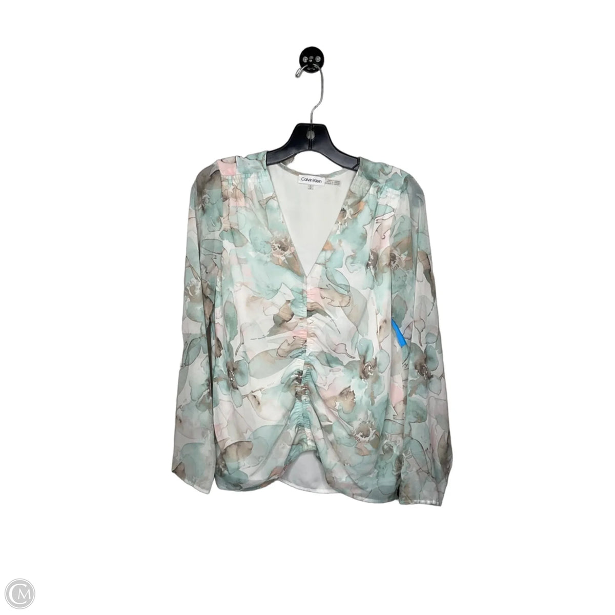 Blouse 3/4 Sleeve By Calvin Klein In Floral Print, Size: S