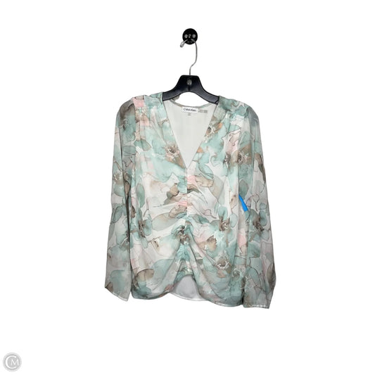 Blouse 3/4 Sleeve By Calvin Klein In Floral Print, Size: S