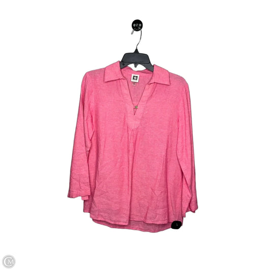 Top Long Sleeve By Anne Klein In Pink, Size: S
