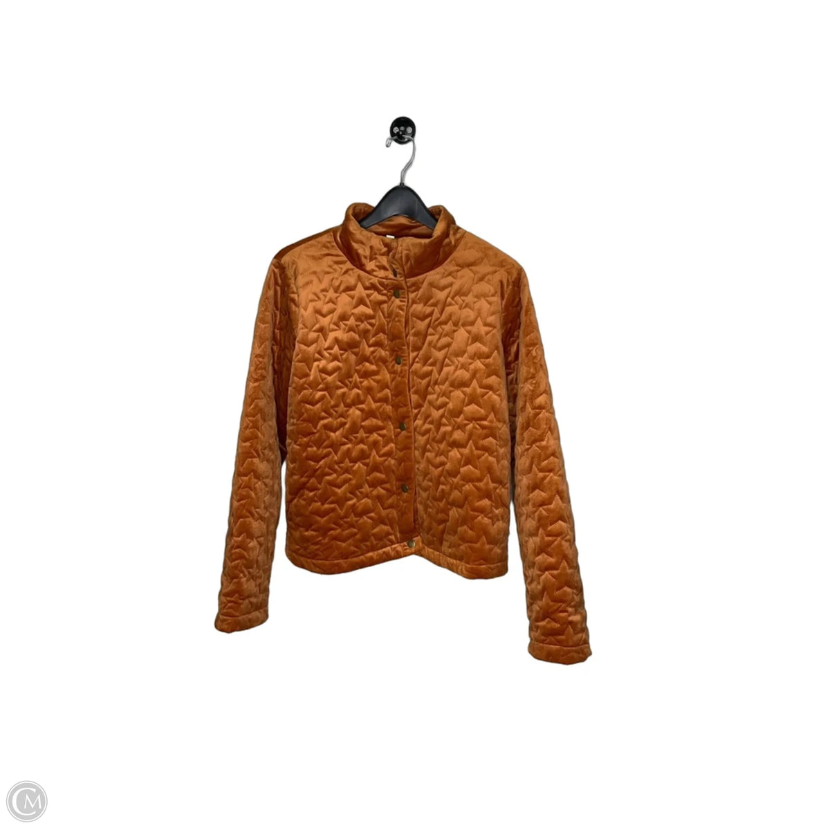 Jacket Fleece By Hem & Thread In Orange, Size: L