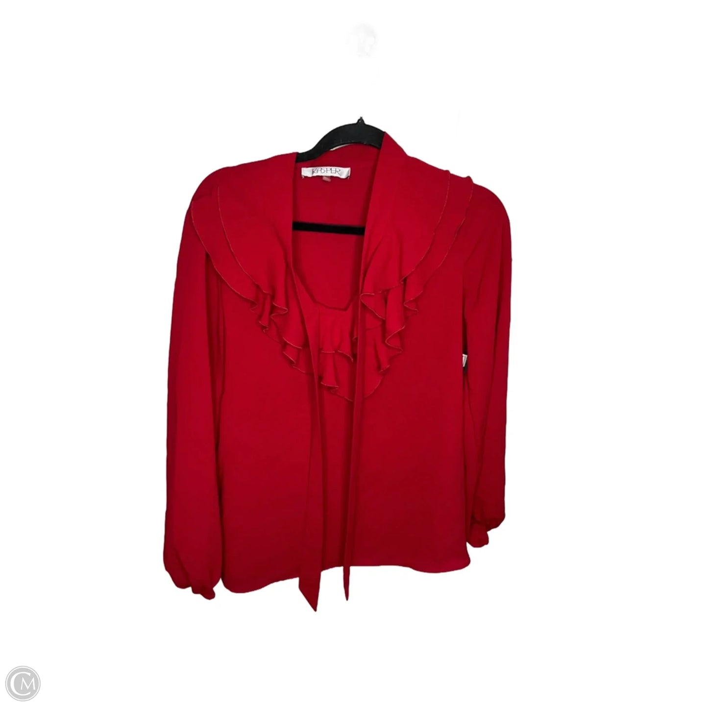 Top Long Sleeve By Kasper In Red, Size: M