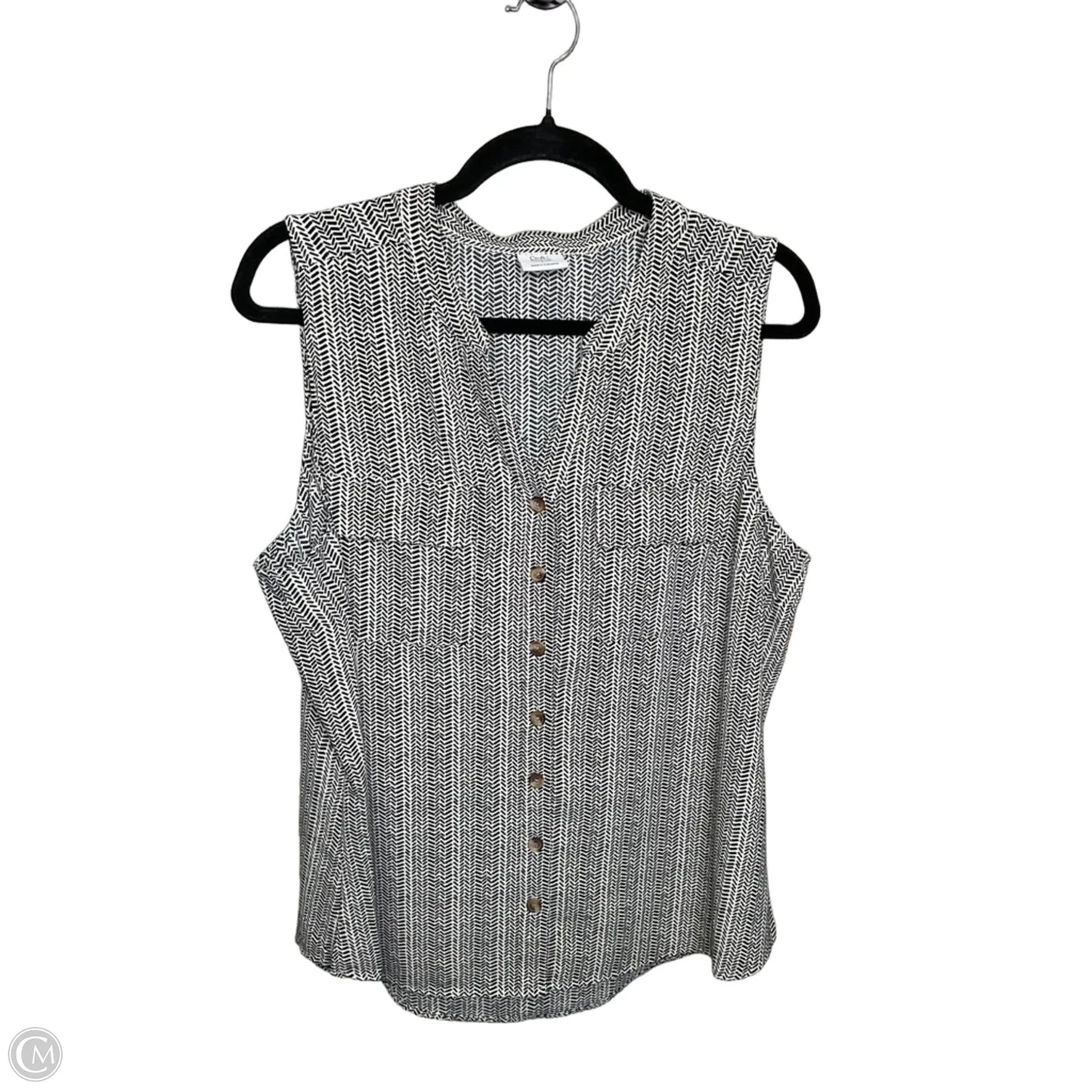 Top Sleeveless By Croft And Barrow In Black & White, Size: L