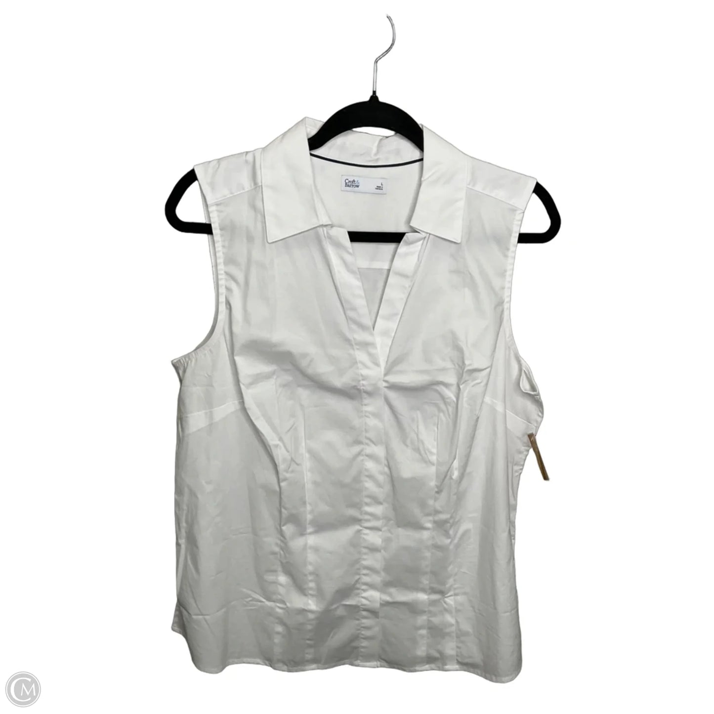 Top Sleeveless By Croft And Barrow In White, Size: L
