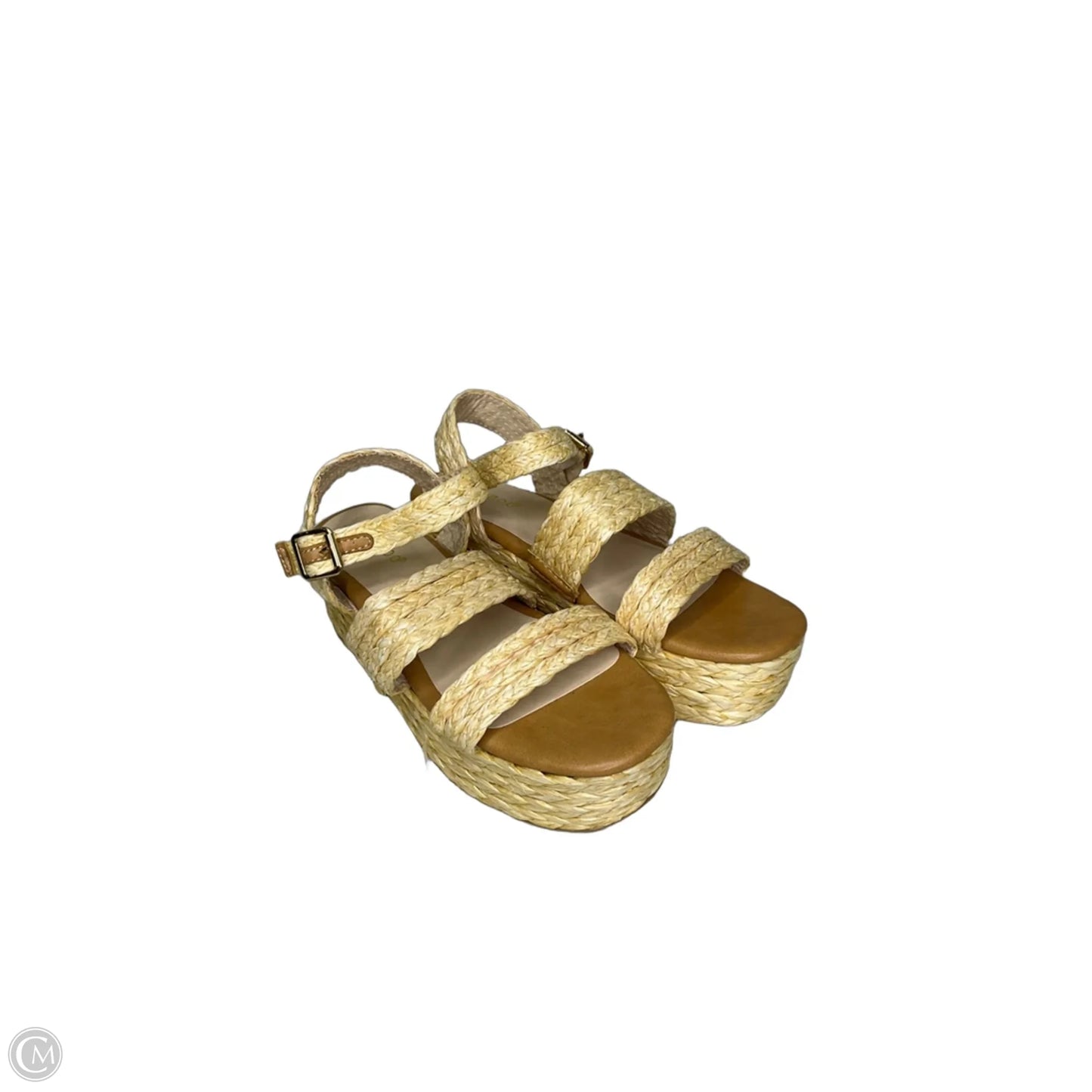 Sandals Heels Platform By Bamboo In Beige, Size: 5.5