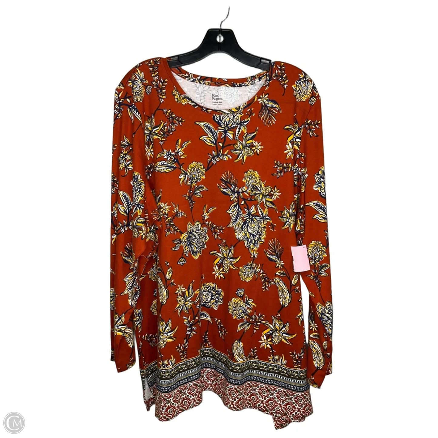 Top 3/4 Sleeve By Kim Rogers In Floral Print, Size: 3x