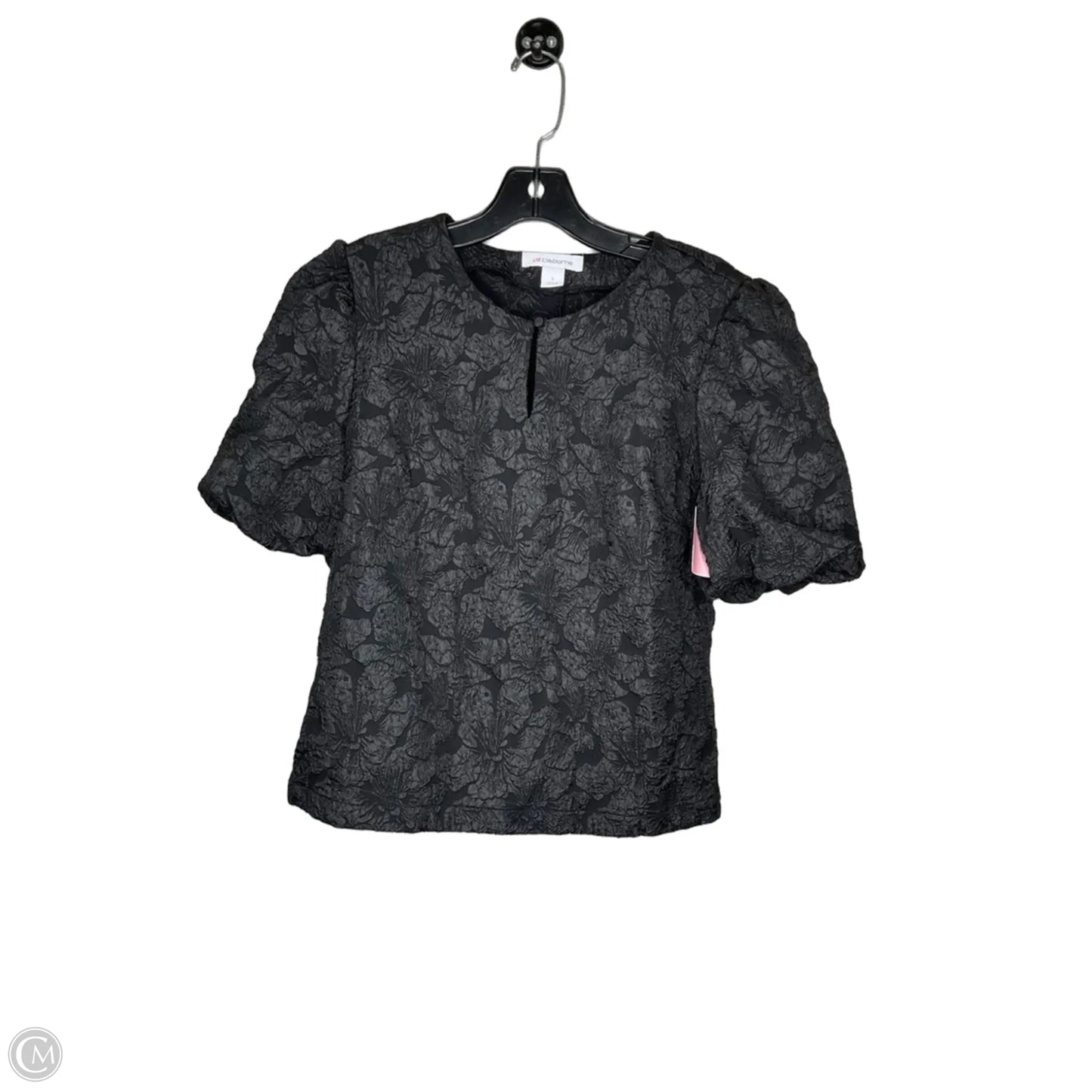 Blouse Short Sleeve By Liz Claiborne In Black, Size: S